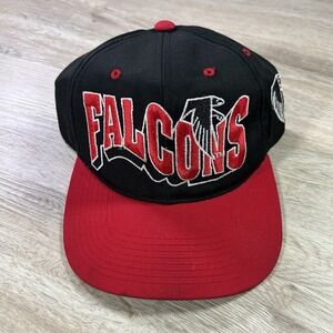 VTG Atlanta Falcons Wave Snapback Hat NFL Football Black Red Cap